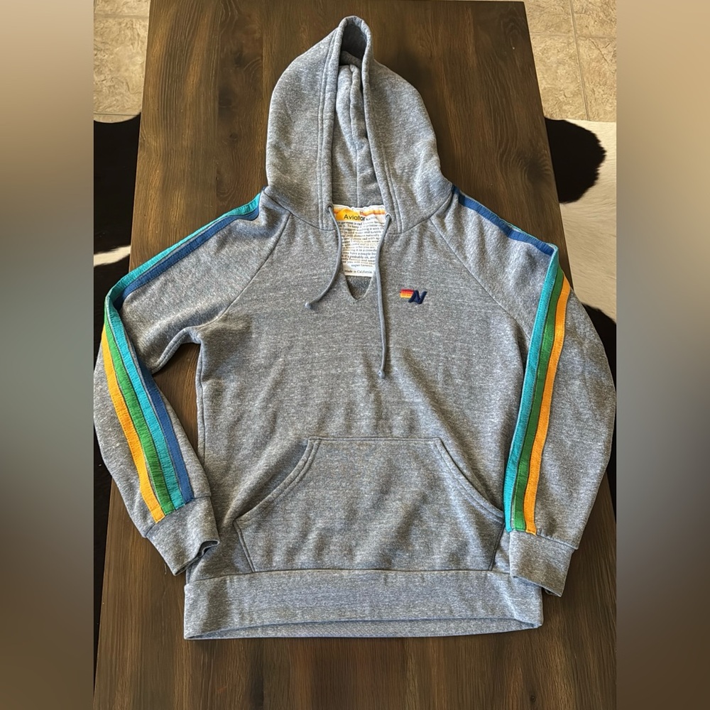 Aviator Nation 4 Stripe pullover hoodie size M